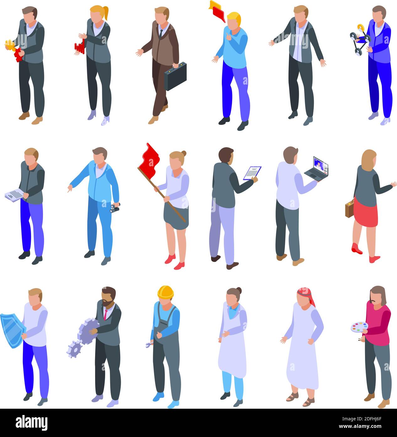 Business collaboration icons set. Isometric set of business ...