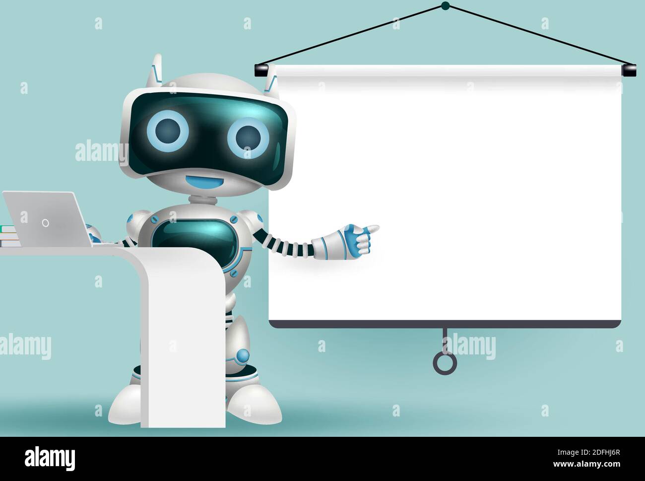 character vector Robotic character holding white board element with space for text and messages in presentation modern technology design Stock Vector Image & Art - Alamy