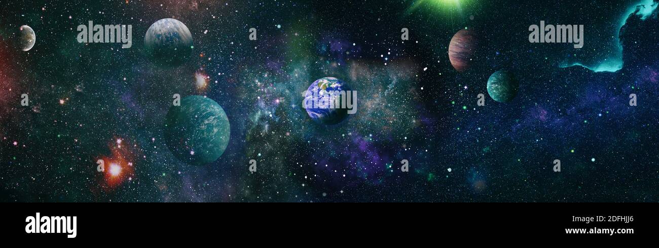 Planet Earth in dark outer space. View of the earth from the moon ...