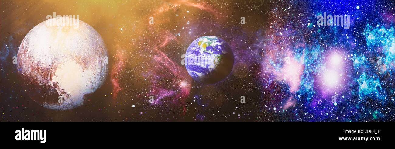 Planet Earth in dark outer space. View of the earth from the moon ...