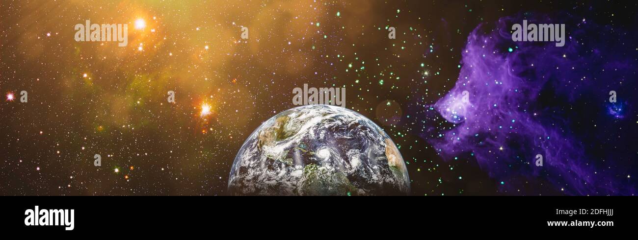 Planet Earth in dark outer space. View of the earth from the moon ...