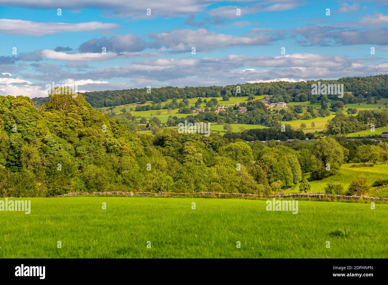 View of Stanton in the Peak village and countryside near Youlgrave, Peak District National Park, Derbyshire, England, United Kingdom, Europe Stock Photo