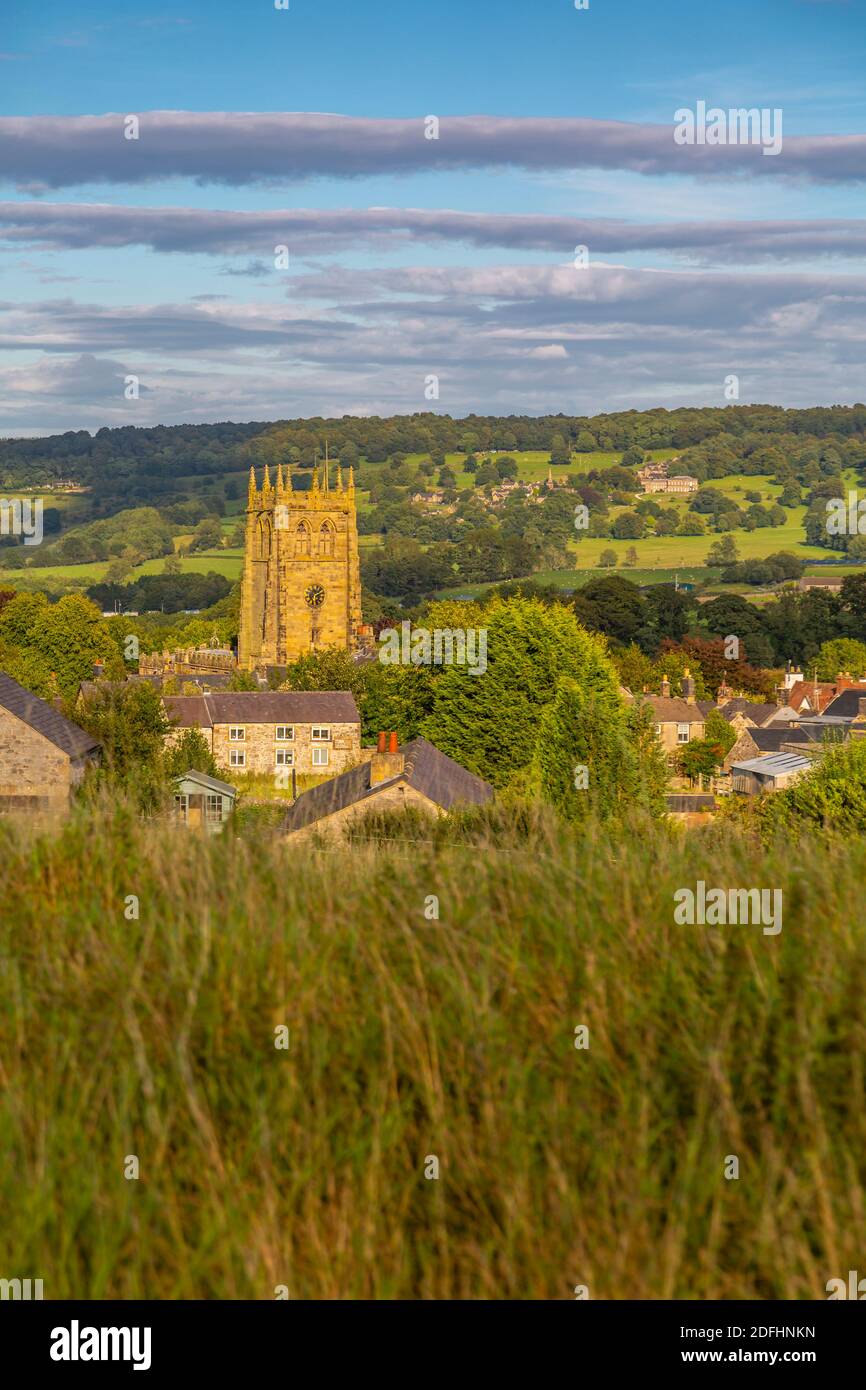 View of All Saints' Church and Youlgrave village, Peak District