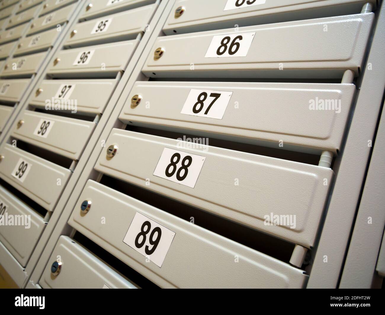New mailboxes for correspondence in a residential building Stock Photo