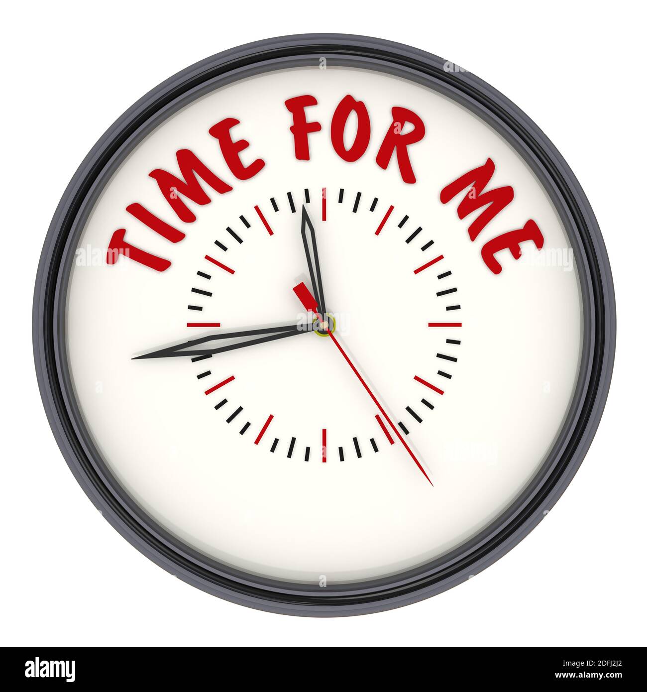 Time for me. Clock with text. Analog Clock with red text TIME FOR ME