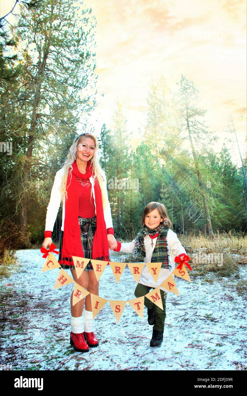 Christmas In The Woods Stock Photo Alamy