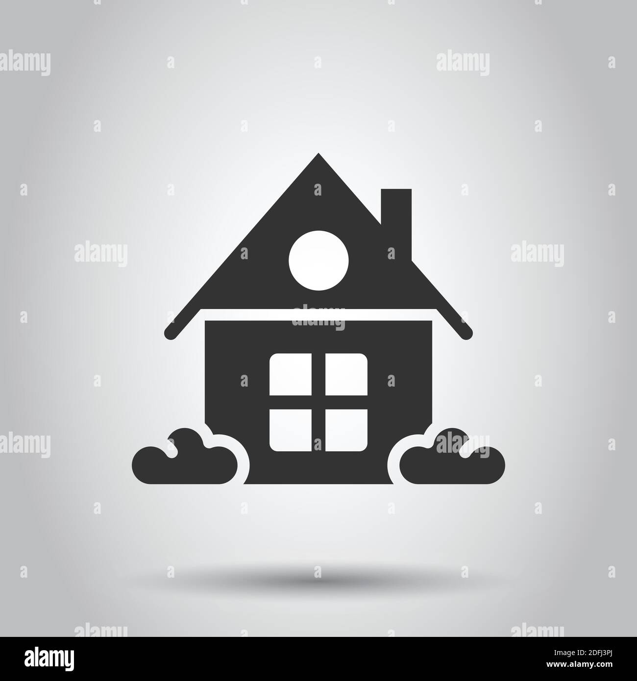 Building icon in flat style. Home vector illustration on white isolated ...