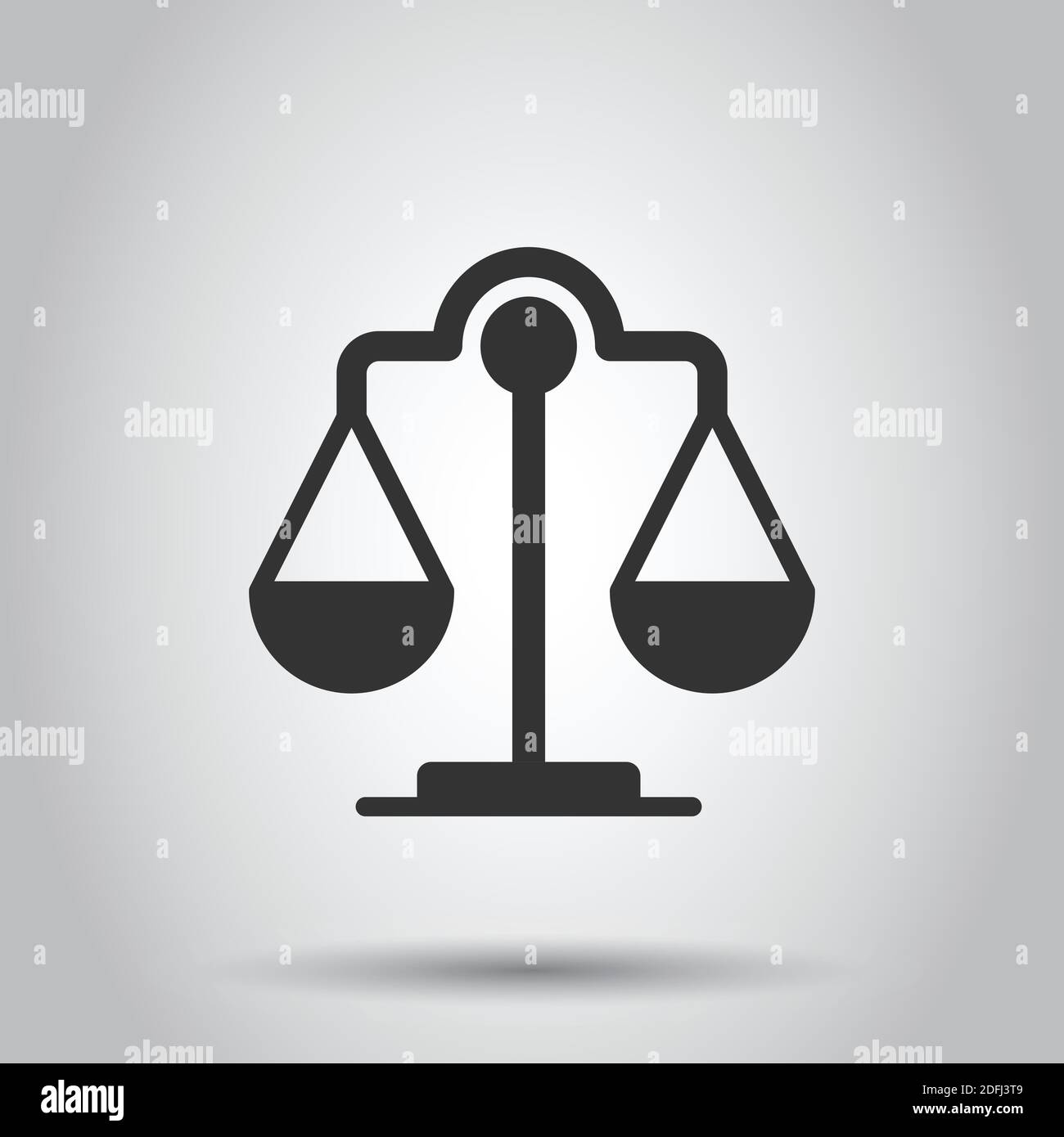 Scale balance icon in flat style. Justice vector illustration on white ...
