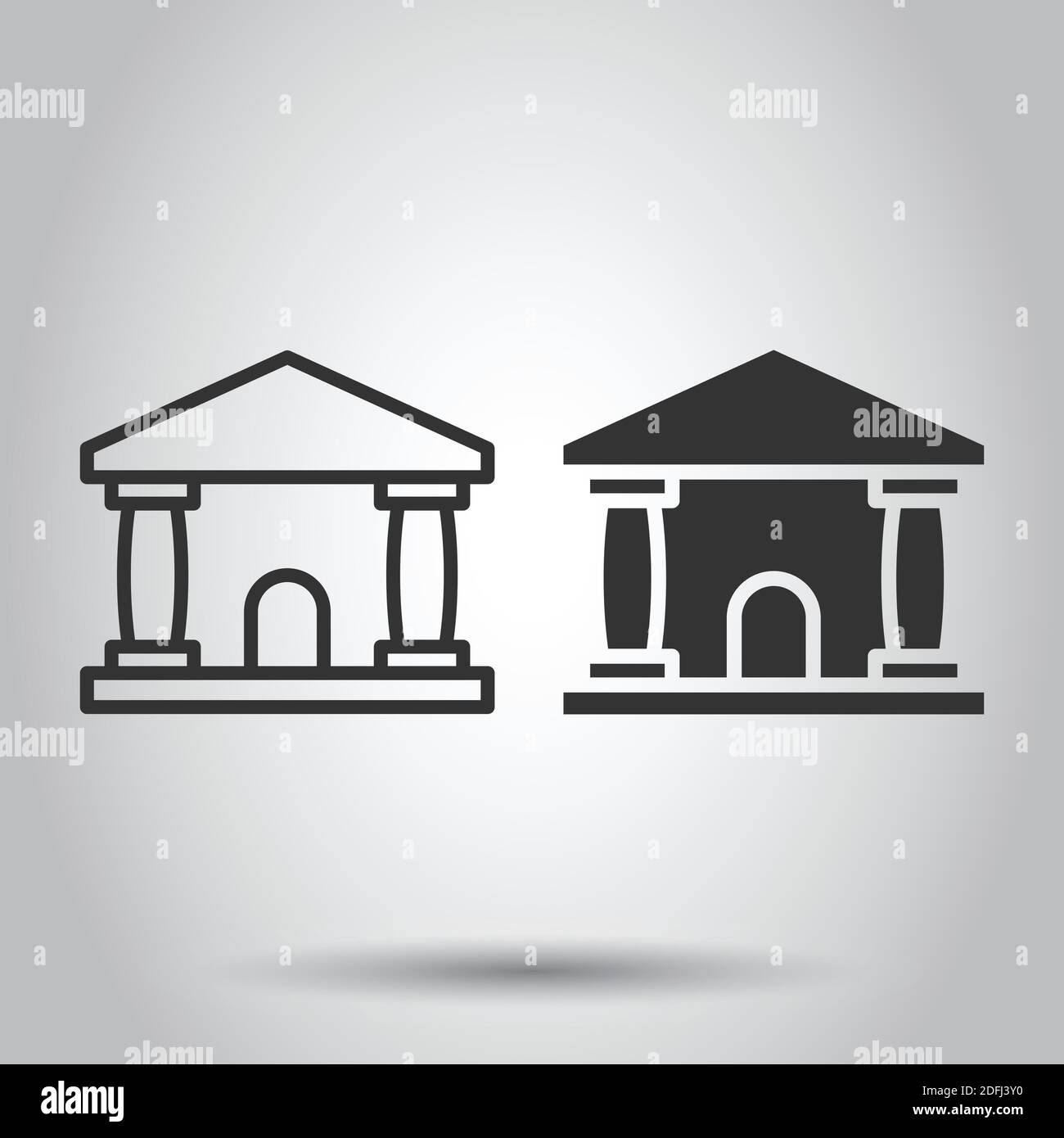 Bank building icon in flat style. Government architecture vector ...
