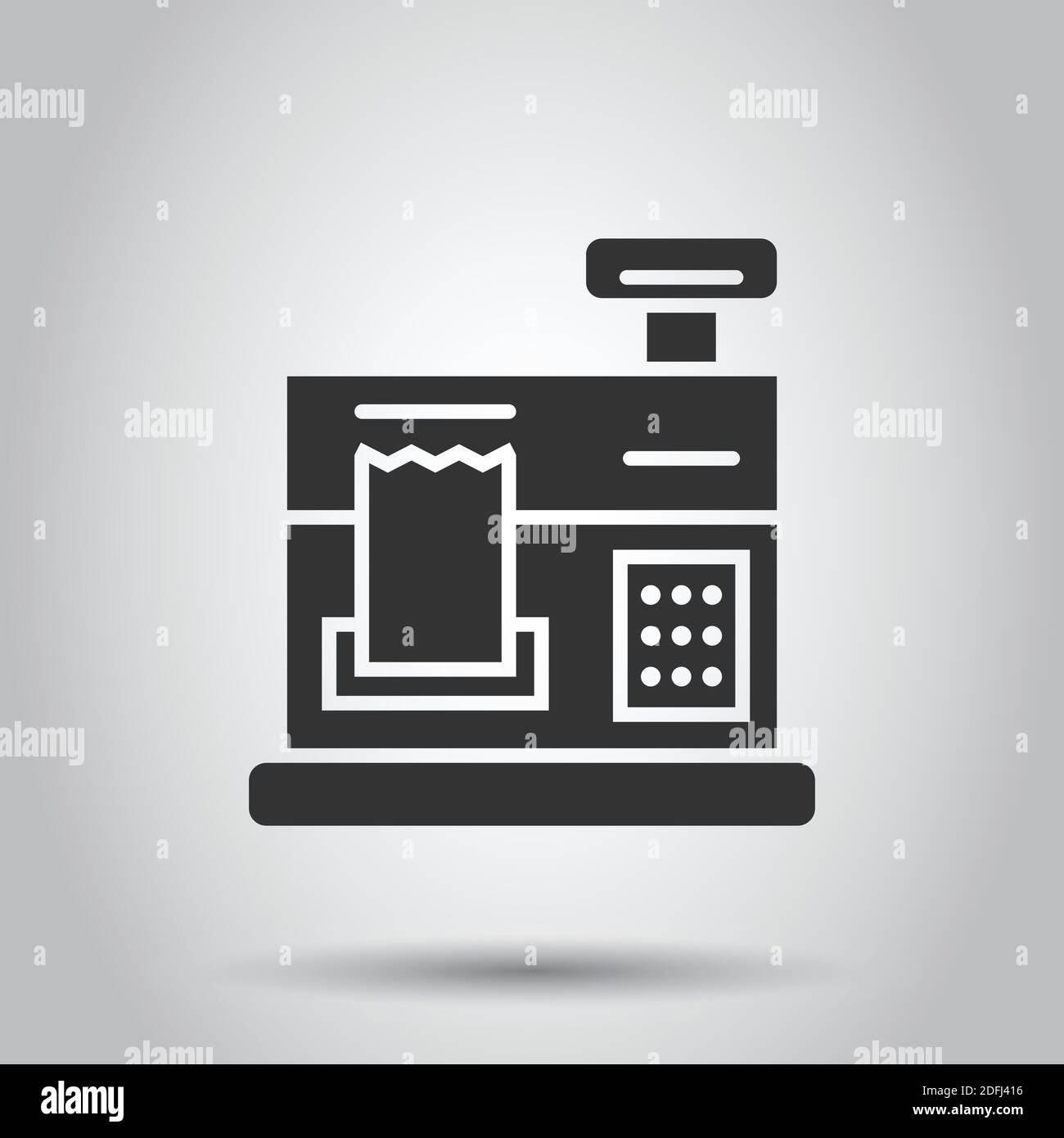 Cash register icon in flat style. Check machine vector illustration on ...