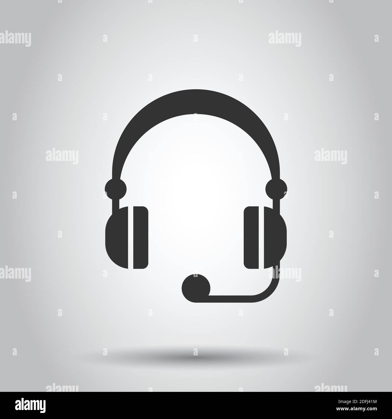 Helpdesk icon in flat style. Headphone vector illustration on white isolated background. Chat operator business concept. Stock Vector