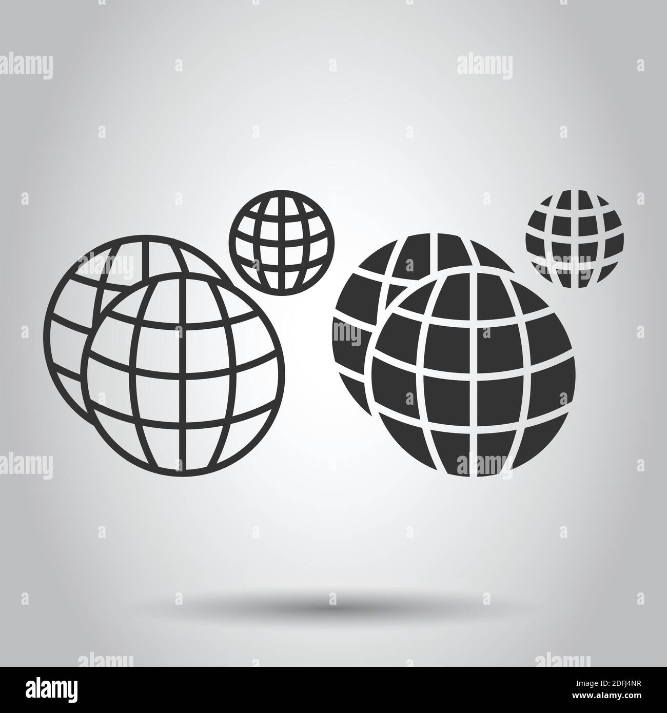 Earth planet icon in flat style. Globe geographic vector illustration ...