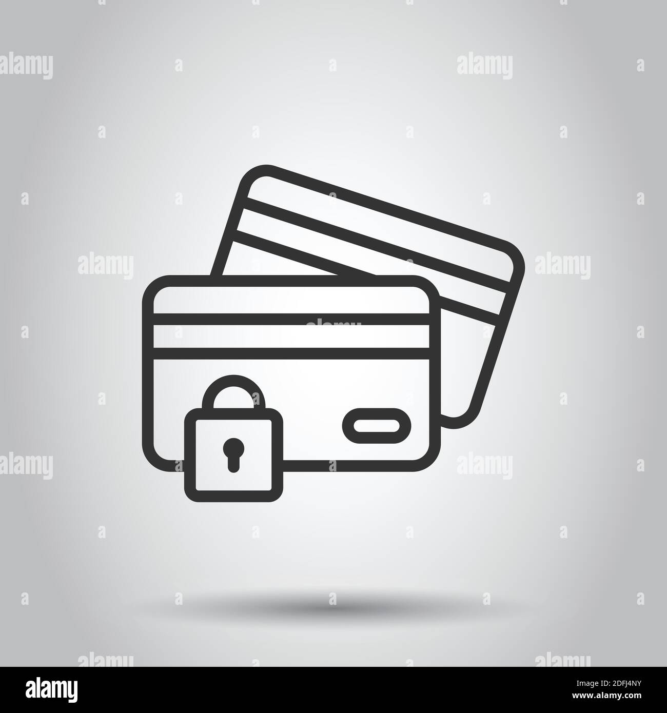 Credit card protection icon in flat style. Safe shopping vector illustration on white isolated background. Commercial padlock business concept. Stock Vector