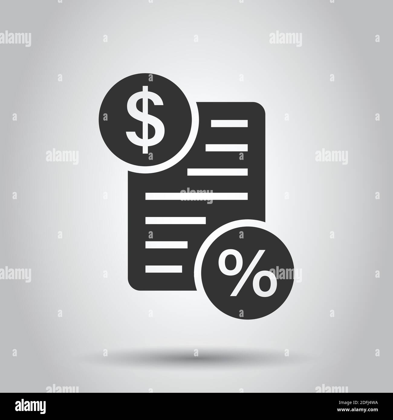 Tax payment icon in flat style. Budget invoice vector illustration on white isolated background. Calculate document business concept. Stock Vector