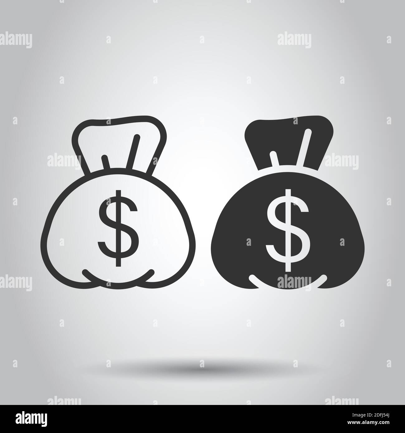 Money bag icon in flat style. Moneybag with dollar vector illustration ...