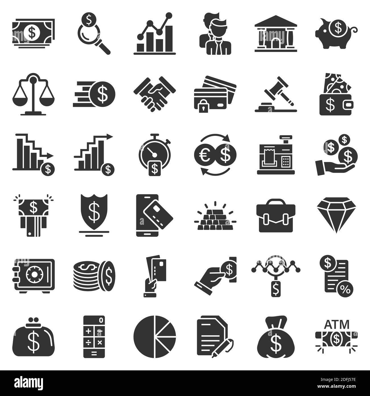 Business thin line icon set in flat style. Finance investment vector illustration on white isolated background. Financial currency business concept. Stock Vector