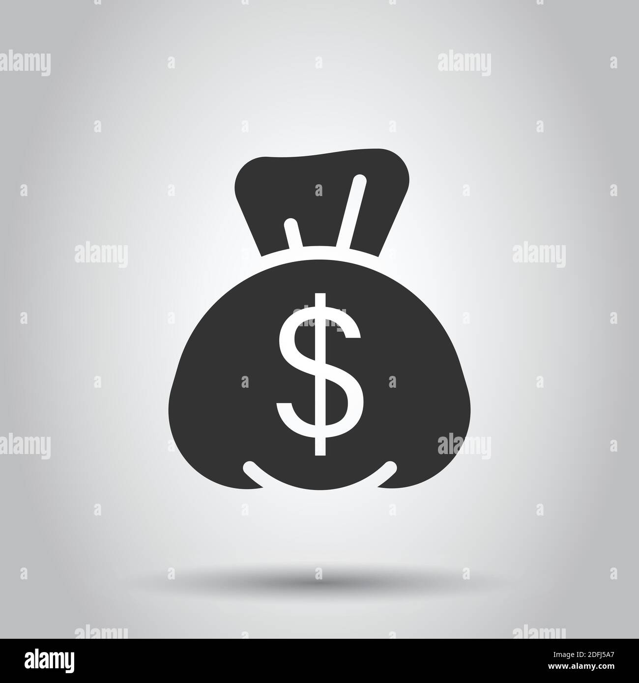 Money bag icon in flat style. Moneybag with dollar vector illustration ...
