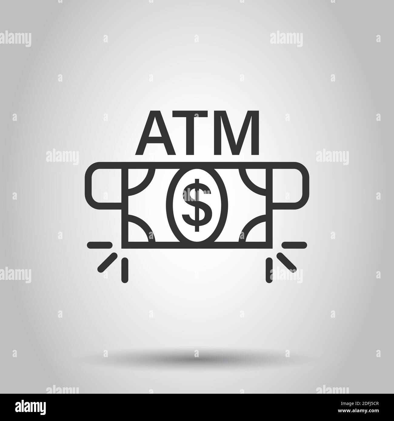 Money ATM icon in flat style. Exchange cash vector illustration on ...