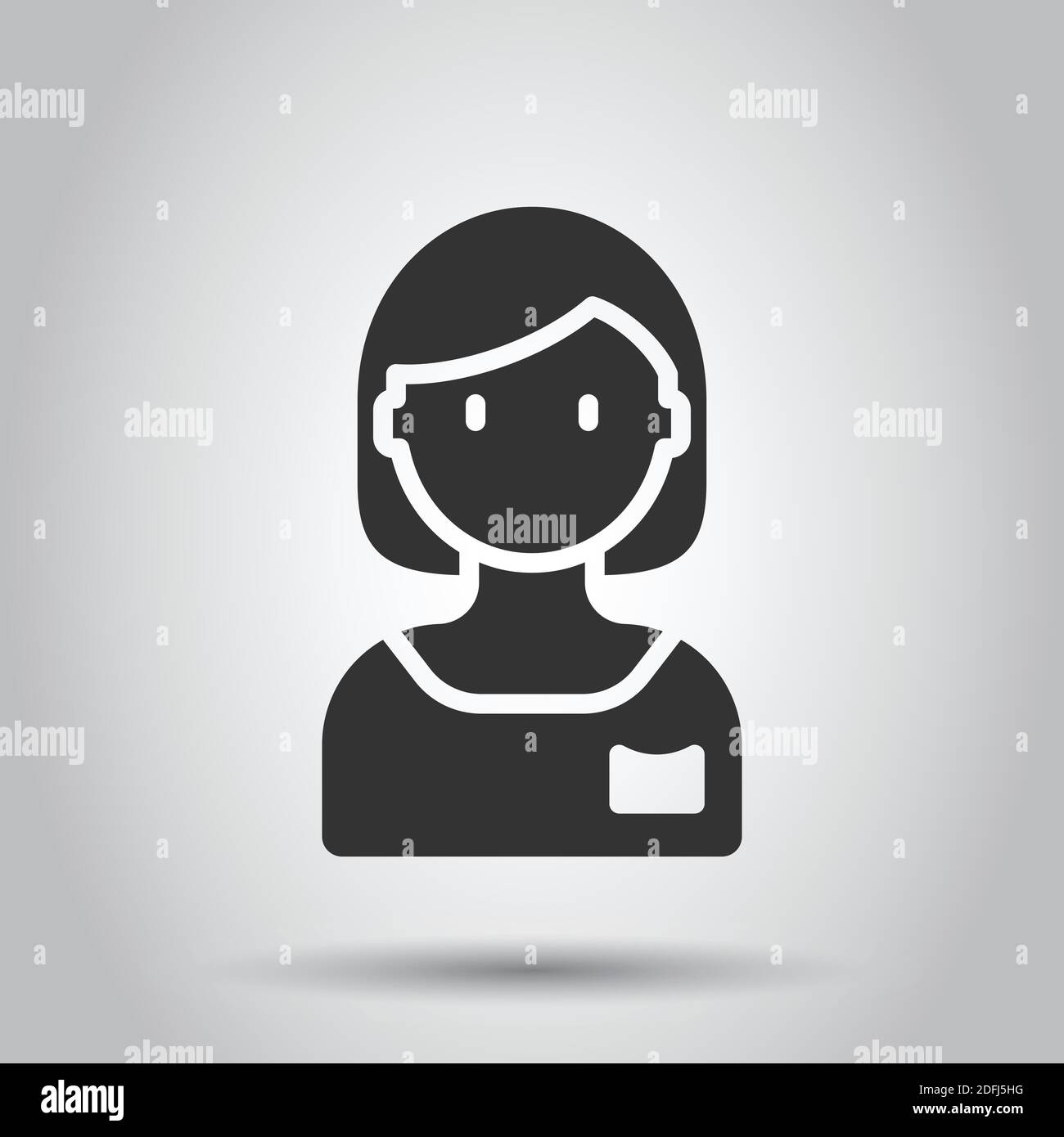 Woman face icon in flat style. People vector illustration on white background. Partnership business concept. Stock Vector