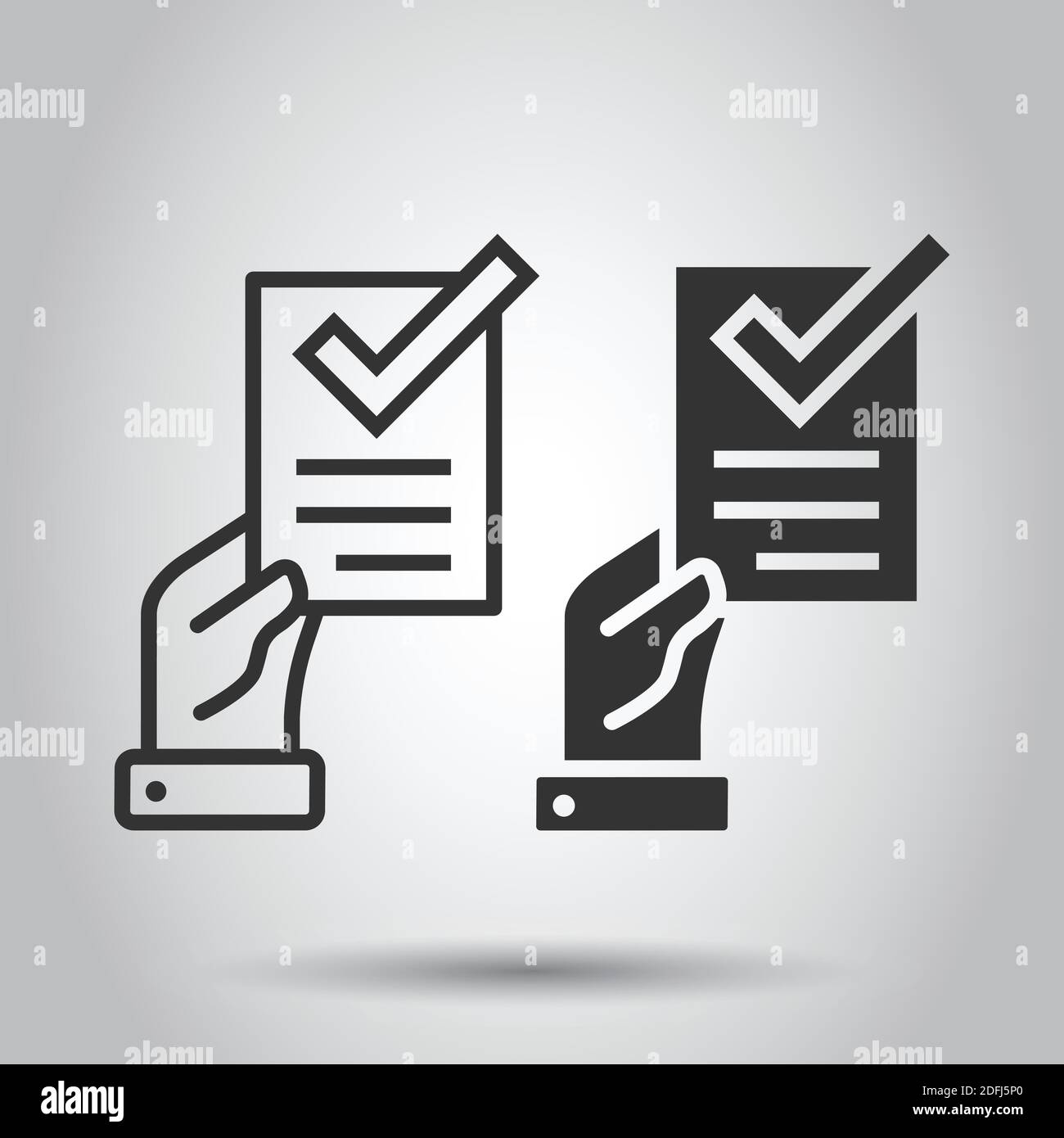 People hand with check mark icon in flat style. Accept vector ...