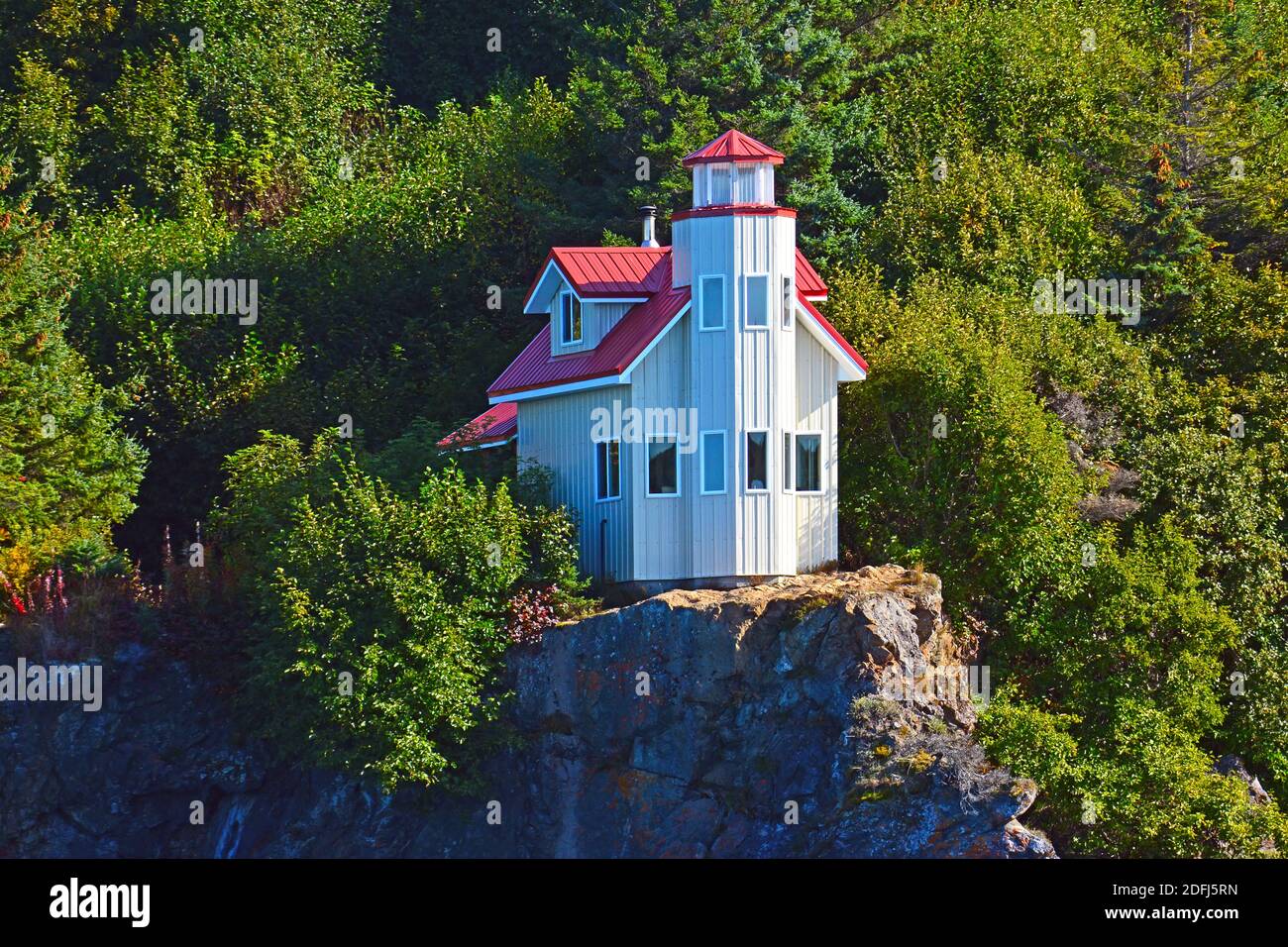 West Ismailof Island Lighthouse (Halibut Cove) USA, Alaska Stock Photo