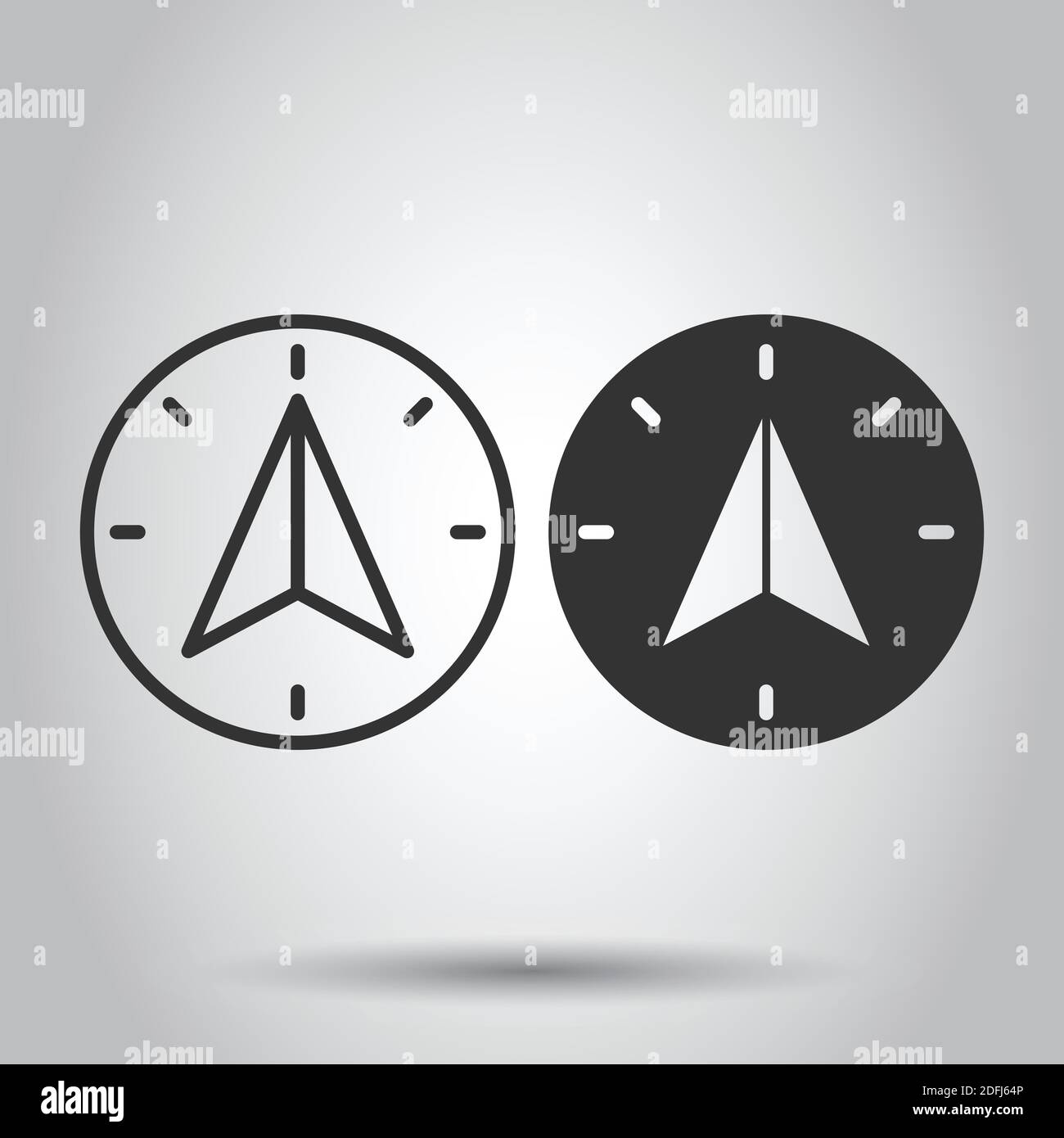 Compass icon in flat style. Navigation equipment vector illustration on ...