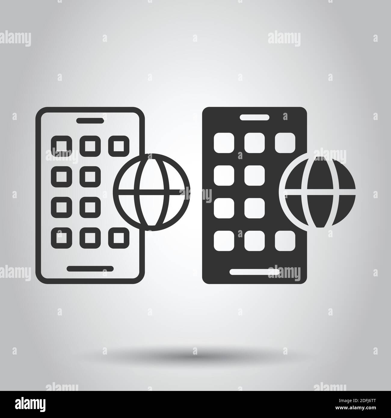 Globe smartphone icon in flat style. Mobile phone location vector ...