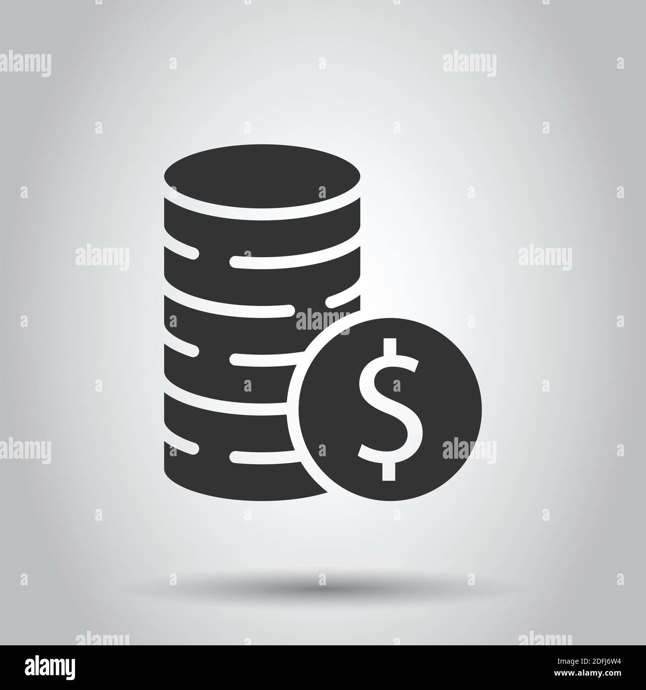 Coins stack icon in flat style. Dollar coin vector illustration on ...