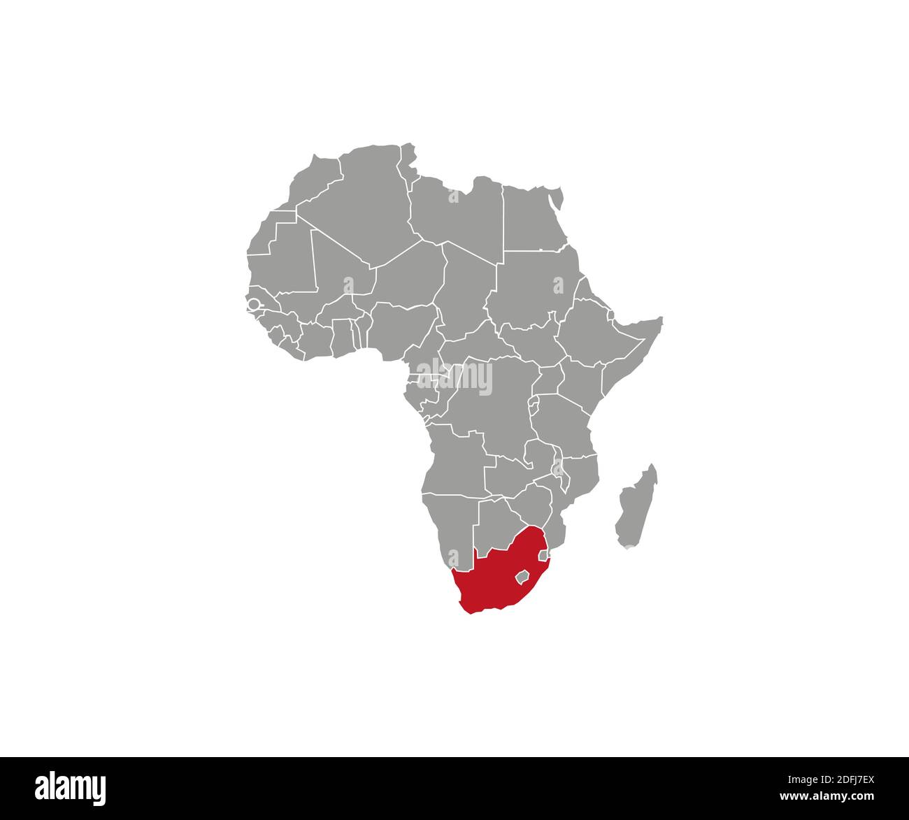 South Africa on africa map vector. Vector illustration. Stock Vector