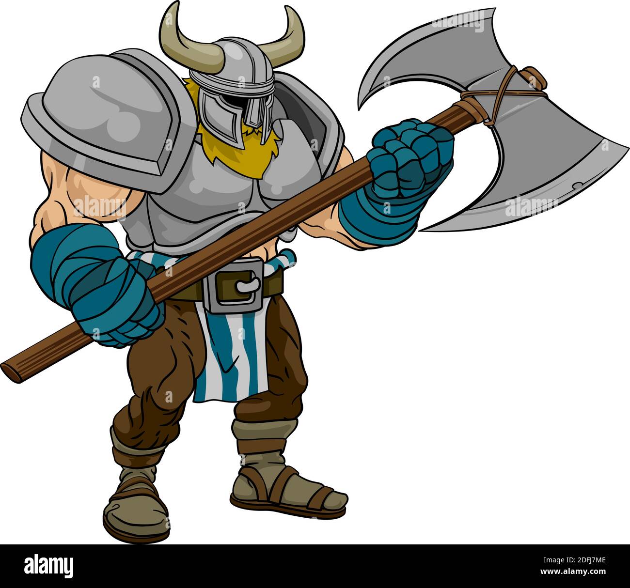 Viking Warrior Barbarian Gladiator Cartoon Man Stock Vector