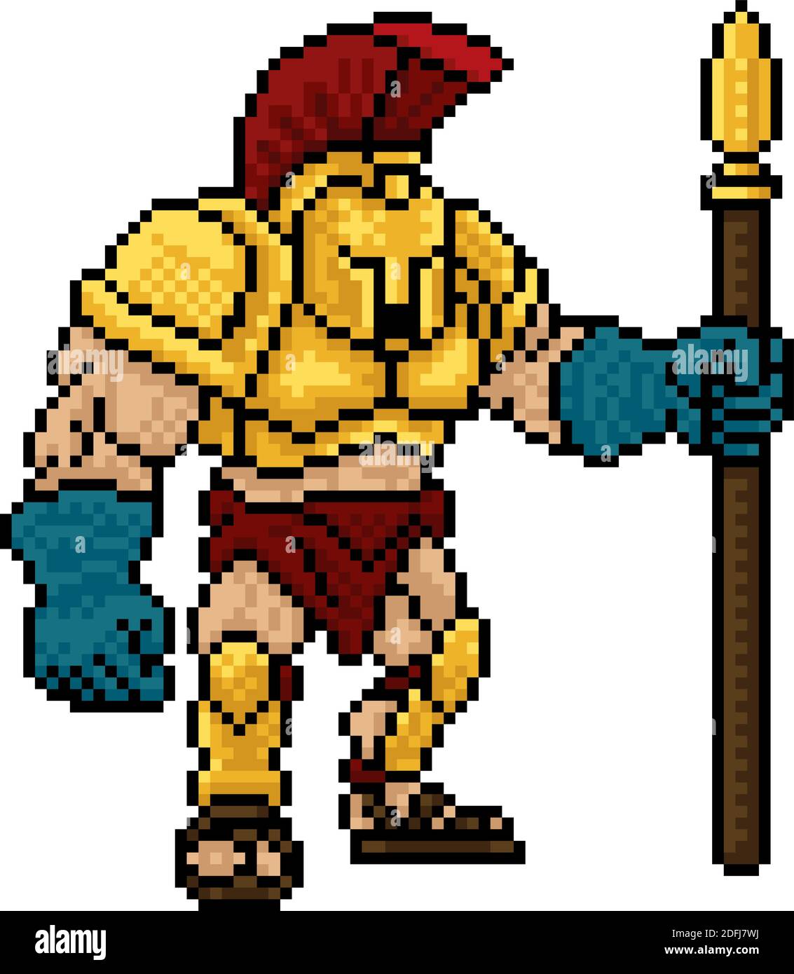 Pixel Trojan Spartan Game 8 Bit Gladiator Warrior Stock Vector