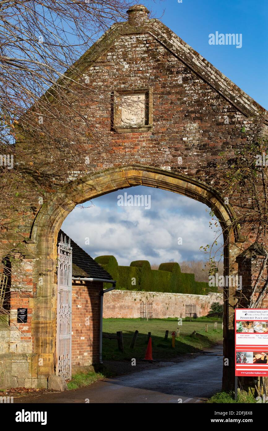 Entrance to Penshurst Place and Gardens in Penshurst, Kent, UK Stock
