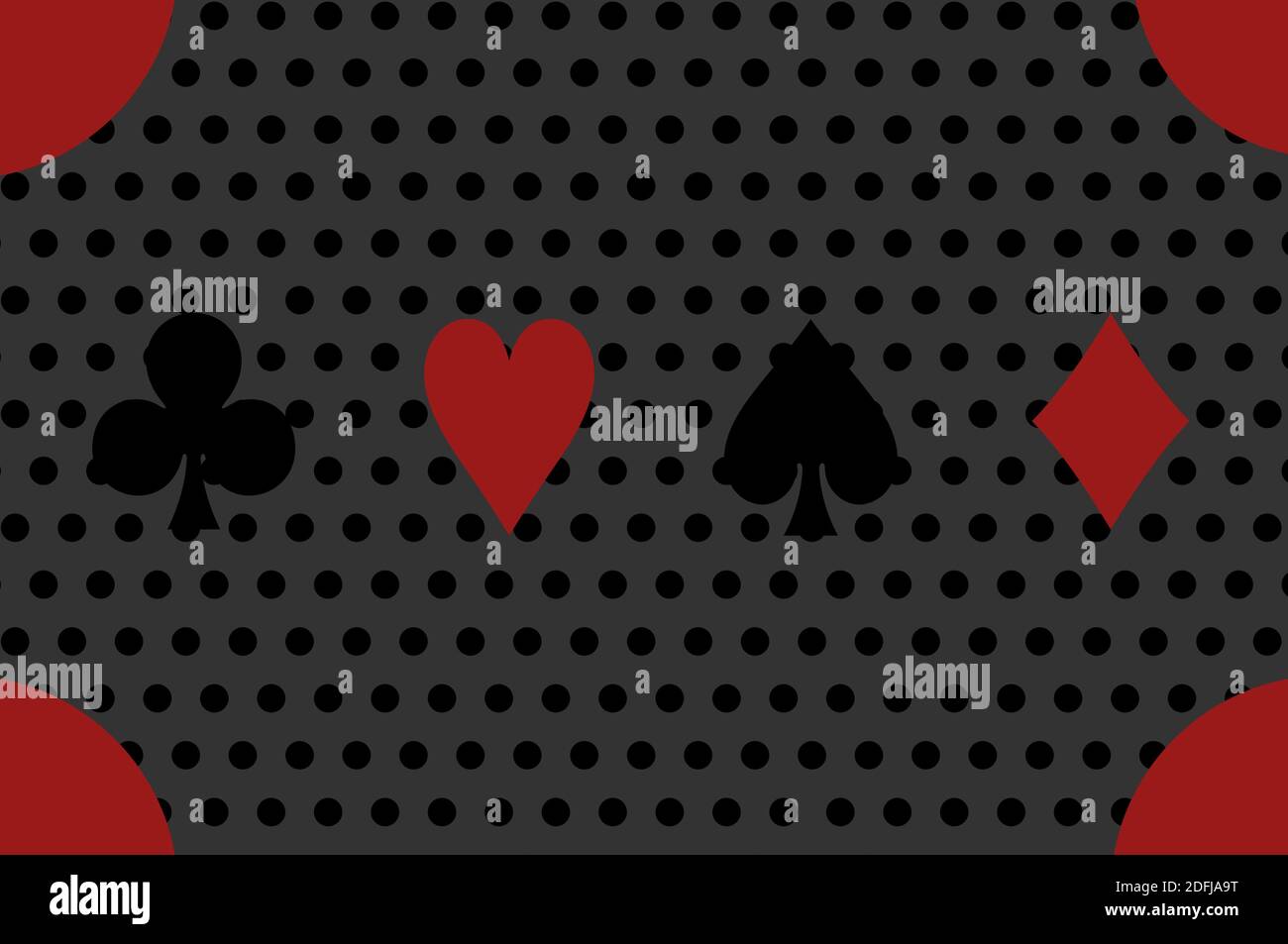 Spades, hearts, clubs,diamonds icons on a gray background with black dots. Four card suits for