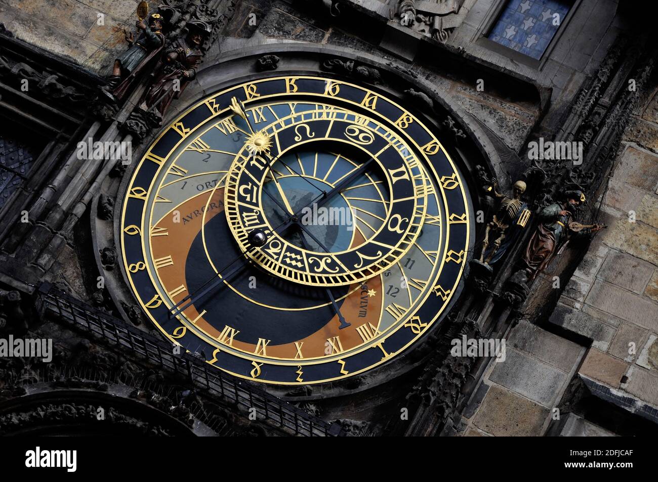 Very famous Prague Astronomic Clock (Prazsky Orloj) in Czech Republic Stock Photo