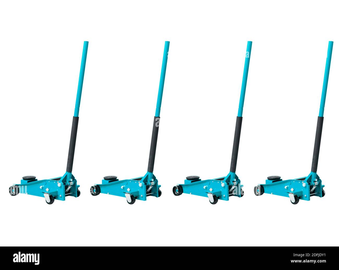 Set hydraulic car floor jacks isolated on white background. Car Lift