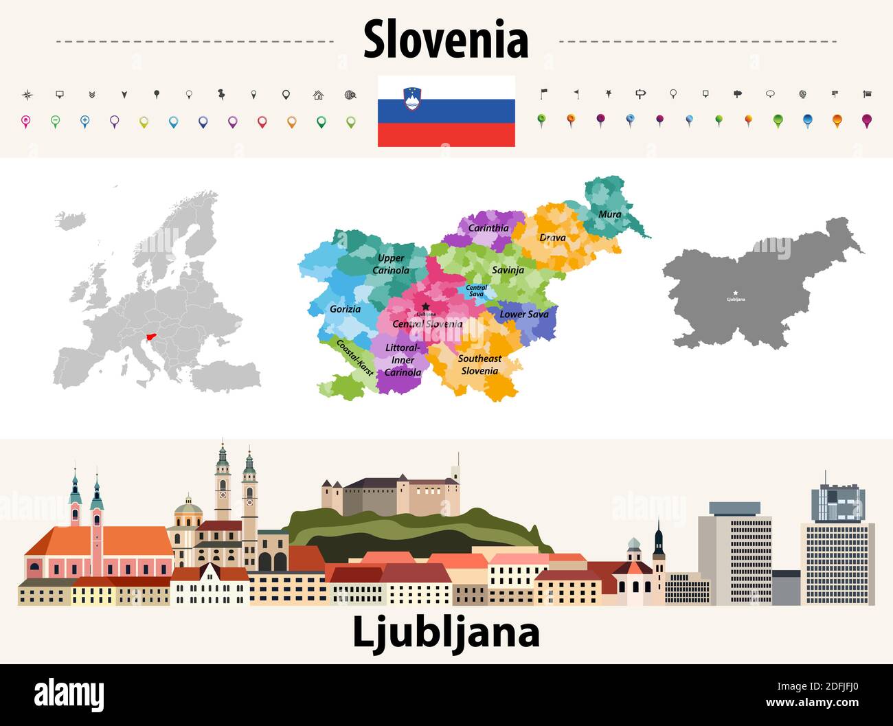 Ljubljana map hi-res stock photography and images - Alamy