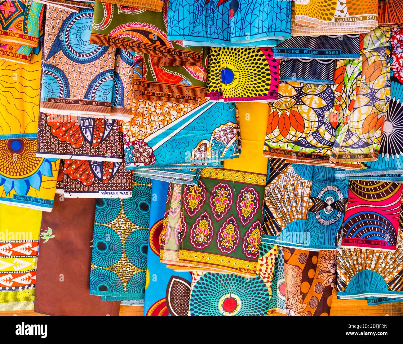 Display of multicolored ethnic pareo with floral and geometric shapes,  Antananarivo market, Madagascar Stock Photo - Alamy