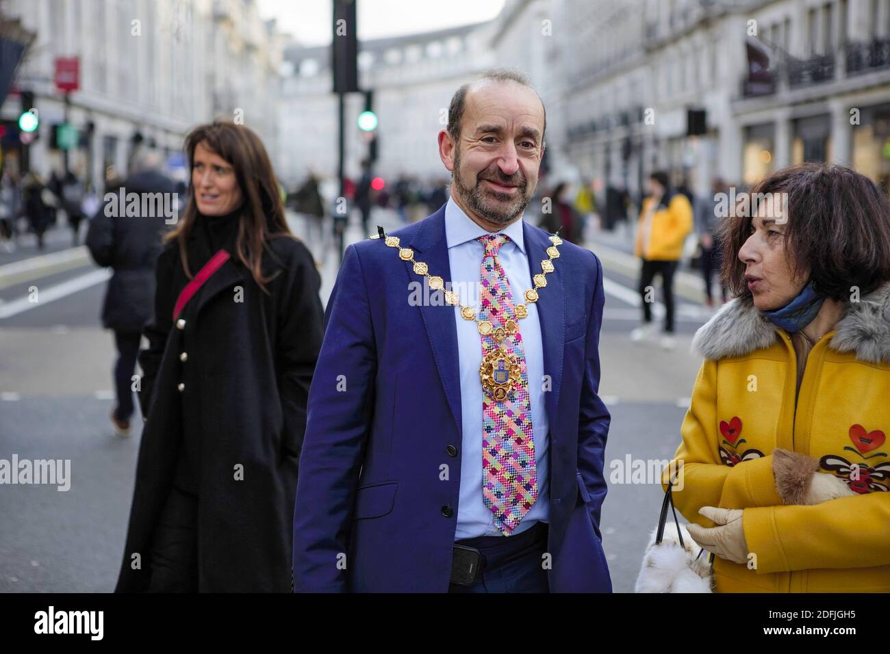 Jonathan Glanz Lord Mayor of Westminster at Westminster City Council strolling in Regent Street which is set to be pedestrianised in the lead up to Christmas in an effort to allow visitors to 'shop comfortably and view Christmas installations. Stock Photo