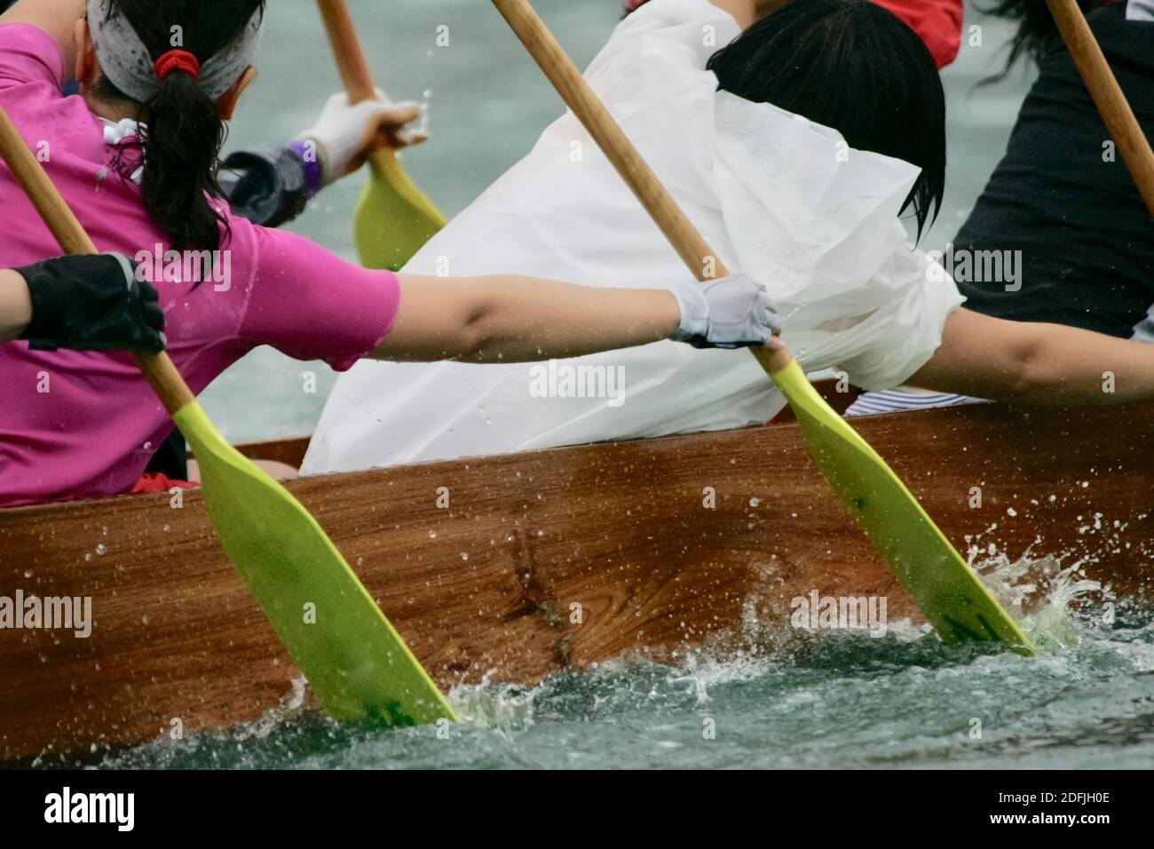 dragon boat team racing Stock Photo