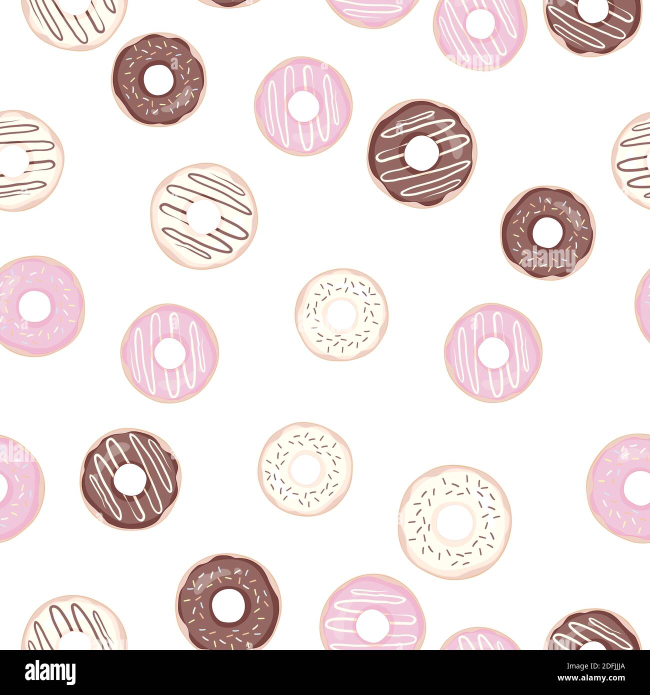 Hand drawn donut seamless pattern. Pastry illustration. Vector bakery background design Stock Vector