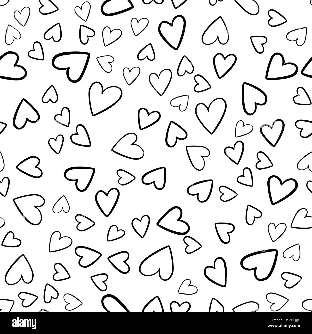 hand-drawn doodle seamless pattern with hearts Stock Vector Image & Art ...