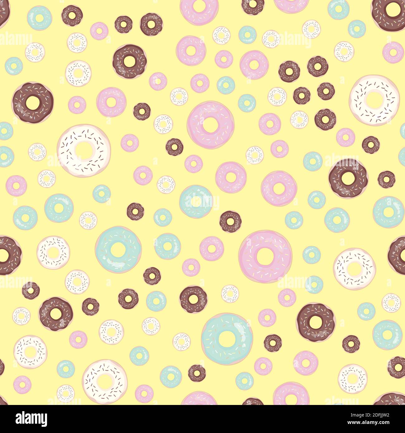 Hand drawn donut seamless pattern. Pastry illustration. Vector bakery background design Stock Vector