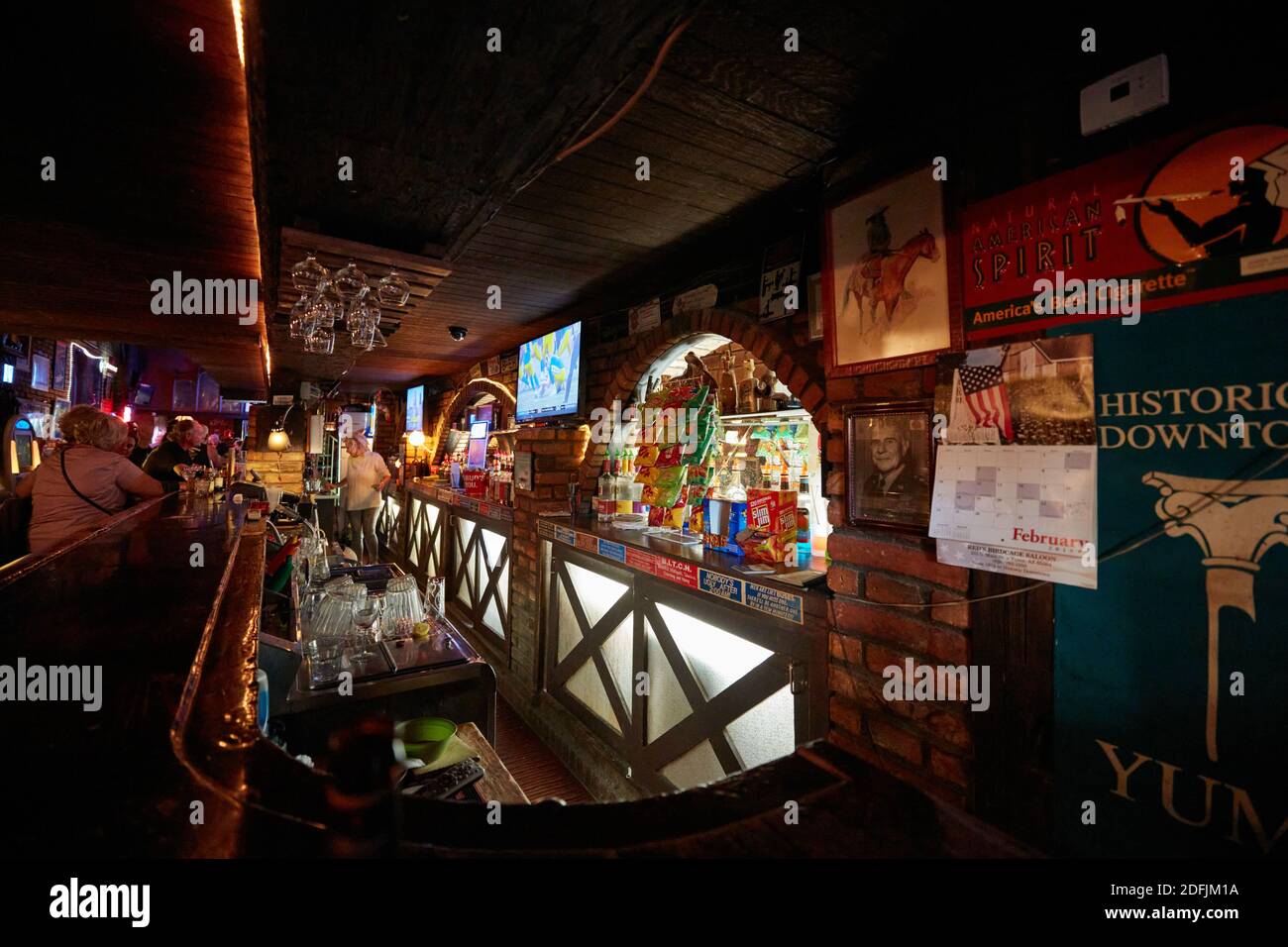 The bar in Red's Bird Cage Saloon, Yuma, Arizona Stock Photo