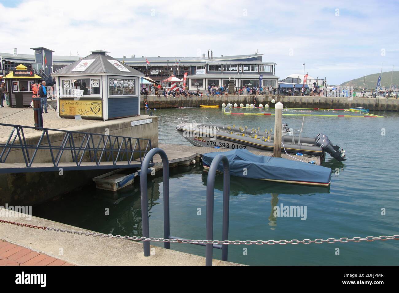 Knysna, South Africa: The Knynsa waterfront with marina, restaurants and shops, by the Knysna lagoon. Garden Route, South Africa, Africa. Stock Photo