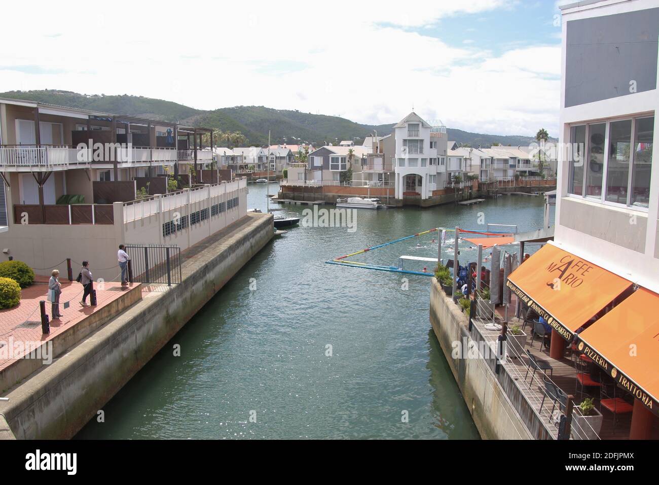 Knysna, South Africa: The Knynsa waterfront with marina, restaurants and shops, by the Knysna lagoon. Garden Route, South Africa, Africa. Stock Photo