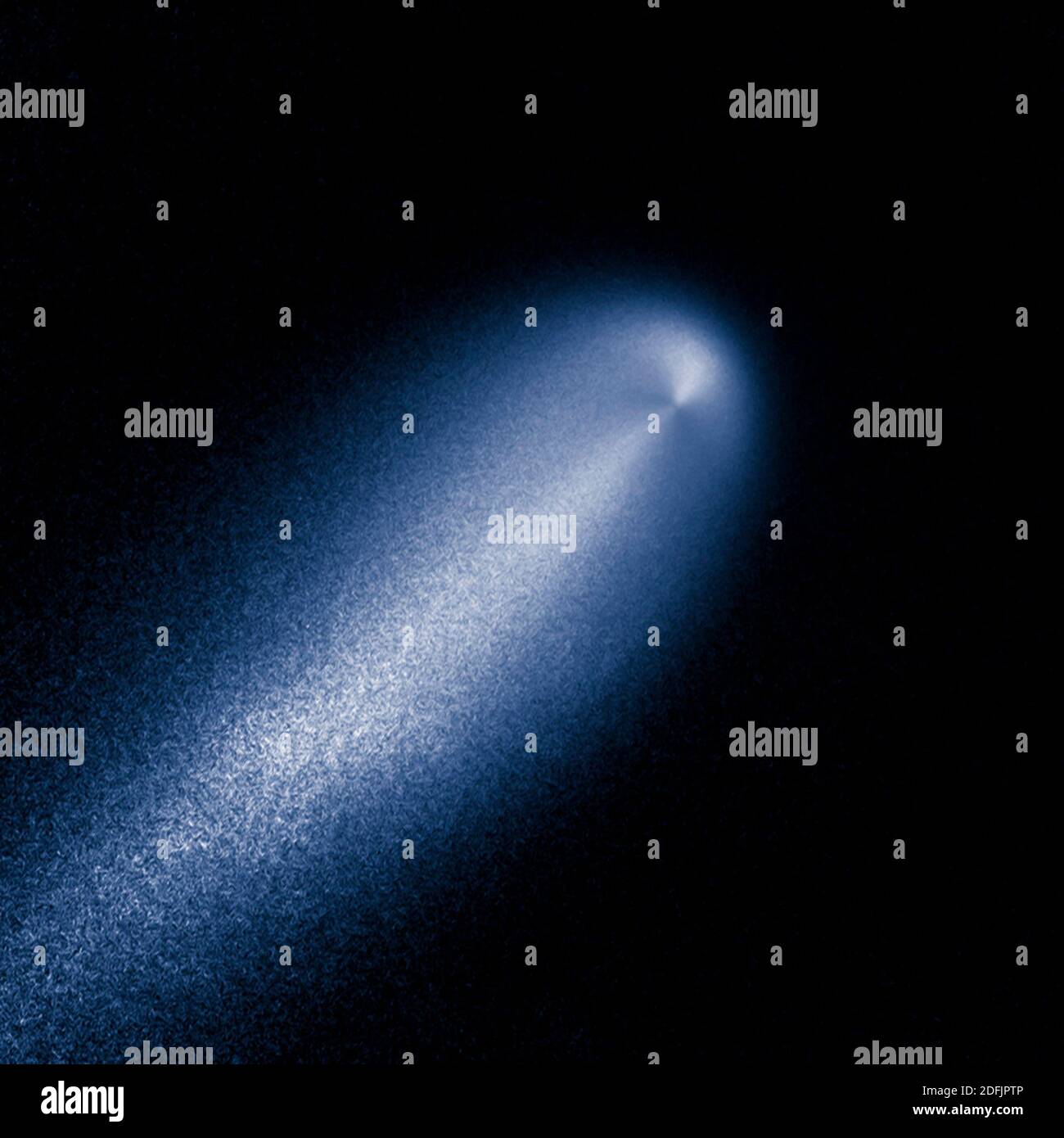 This is a contrast-enhanced image produced from the Hubble images of Comet C/2012 S1 (ISON) to reveal the subtle structure in the inner coma of the co Stock Photo
