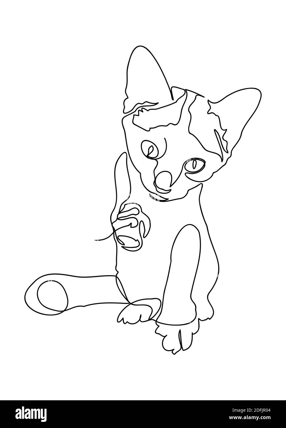 Continuous line drawing of kitten isolated on white background, vector illustration Stock Vector