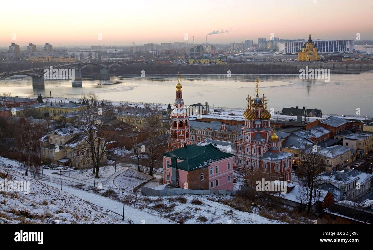 Novgorod Winter Frozen volga river sunset hi-res stock photography and images - Alamy