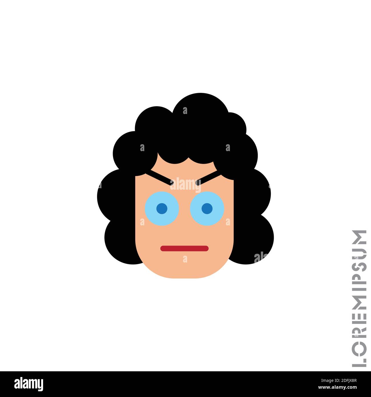 Confused Thinking Emoticon girl, woman Icon Vector Illustration. Style. Whatever Face Emoticon Icon Vector Illustration. Angry icon vector. color on w Stock Vector