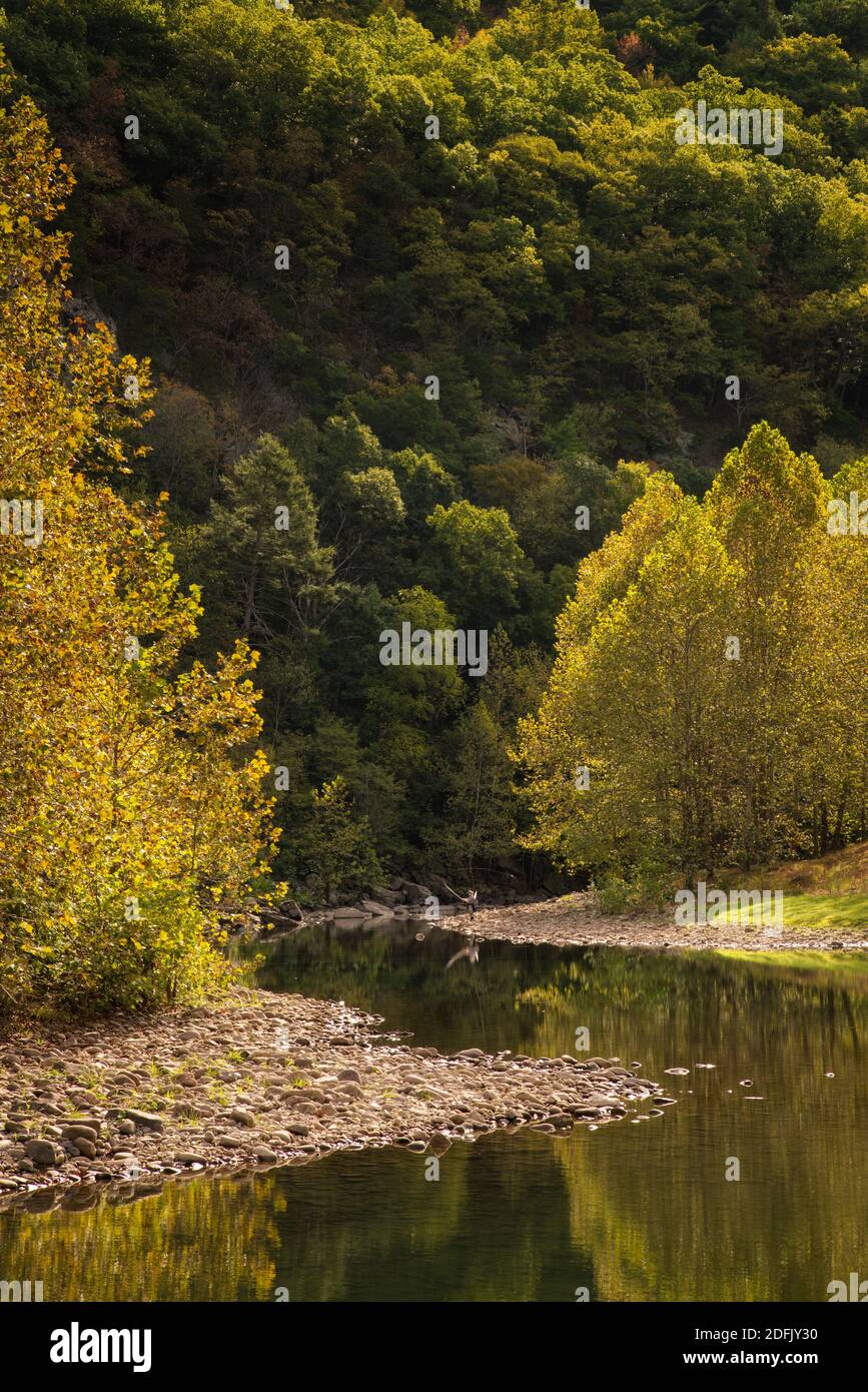 Autumn View Of Angler In North Fork South Branch Potomac River Seneca Rocks Pendleton County West Virginia Stock Photo Alamy